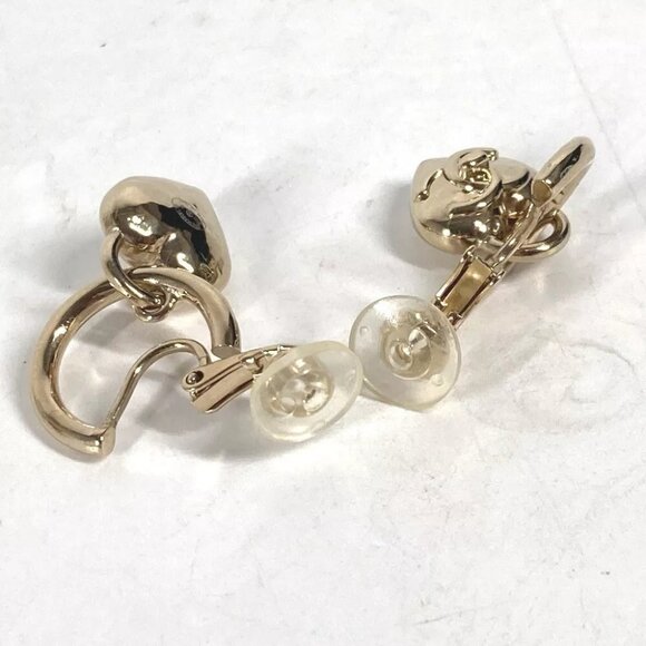 CHANEL 22B CC CC Mark Heart Accessories Earrings Metal Gold Unused - Picture 7 of 13